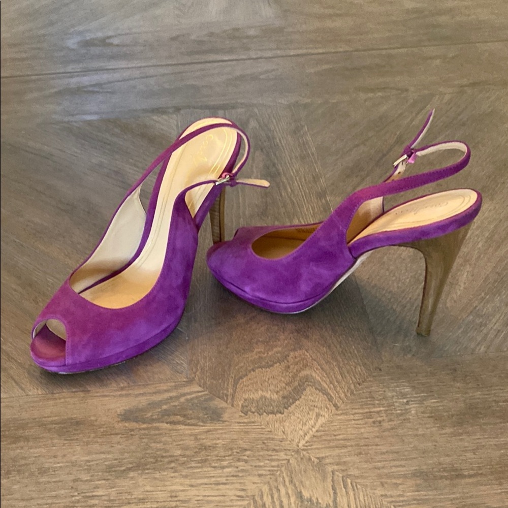 Cole Hann Fuchsia Slingback Heels - Picture 6 of 8